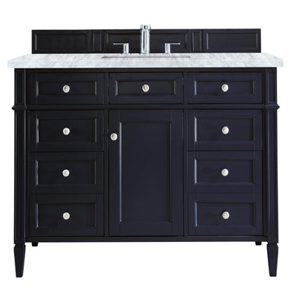 Brittany 48" Victory Blue Single Vanity w/ 3 CM Carrara Marble Top James Martin Vanities