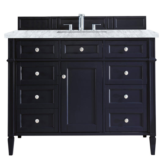 Brittany 48" Victory Blue Single Vanity w/ 3 CM Carrara Marble Top James Martin Vanities
