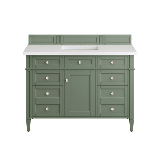 Brittany 48" Single Vanity, Smokey Celadon w/ 3CM White Zeus Top James Martin Vanities