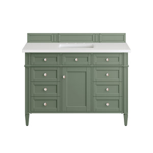 Brittany 48" Single Vanity, Smokey Celadon w/ 3CM White Zeus Top James Martin Vanities