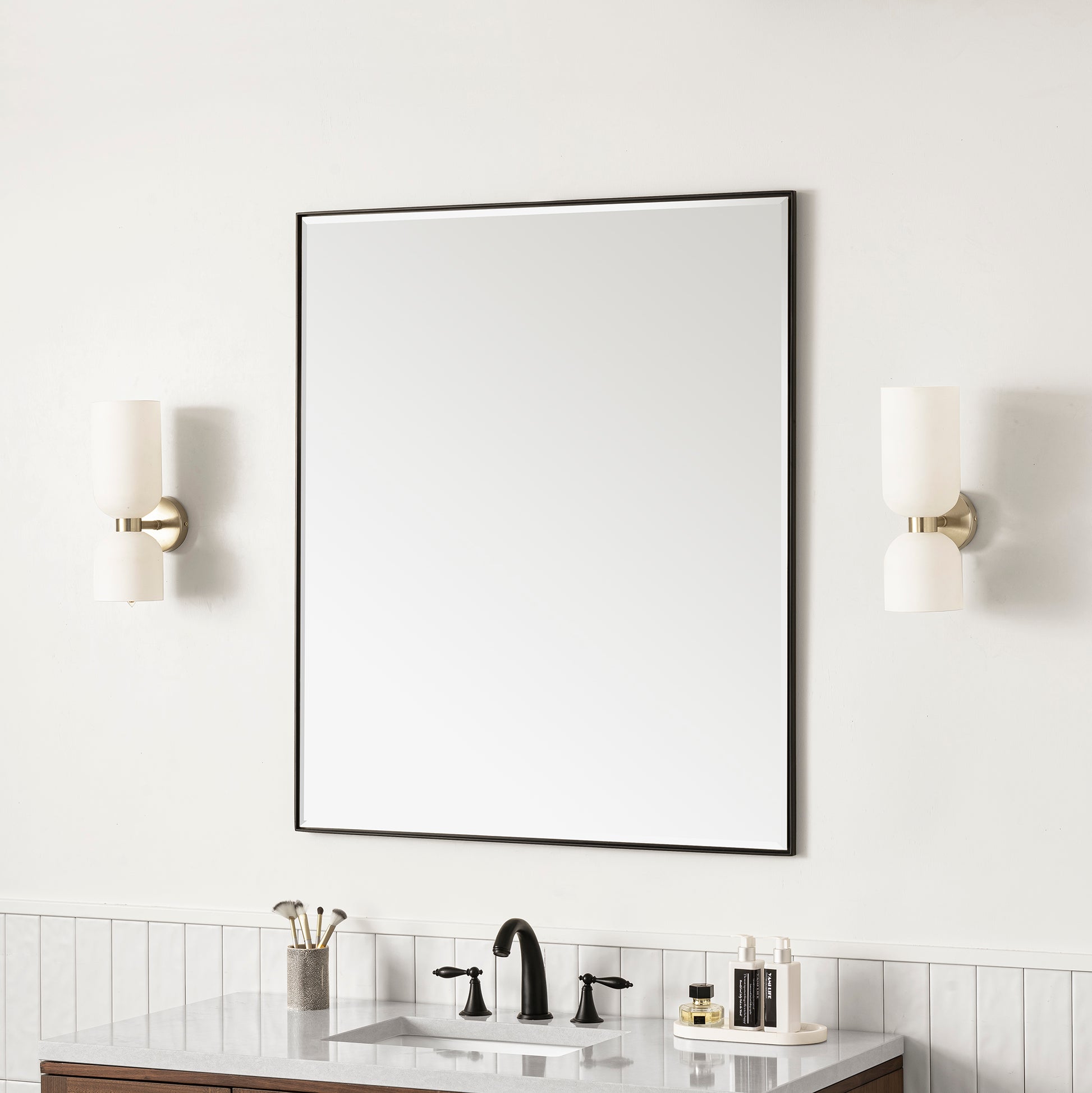 Rohe 36" Mirror, Matte Black James Martin Vanities