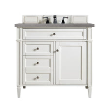 Load image into Gallery viewer, Brittany 36&quot; Bright White Single Vanity w/ 3 CM Grey Expo Quartz Top James Martin Vanities