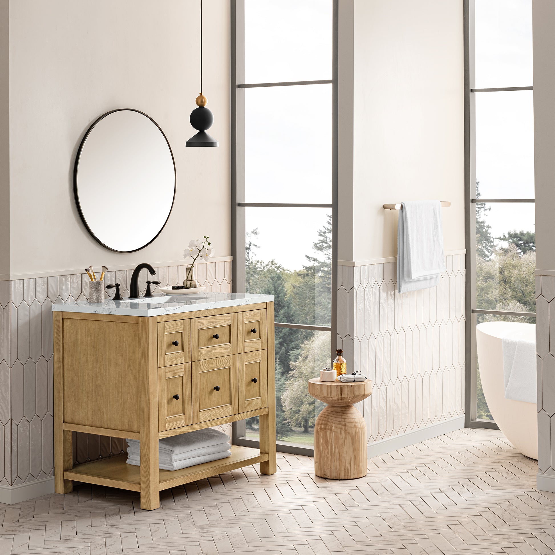 Breckenridge 36" Single Vanity, Light Natural Oak w/ 3CM Ethereal Noctis Top James Martin Vanities