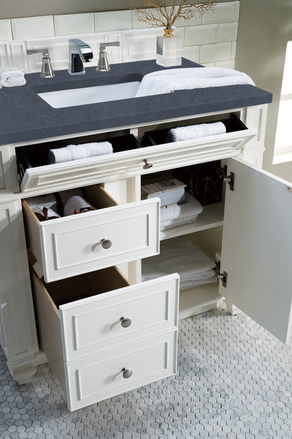 Bathroom Vanities Outlet Atlanta Renovate for LessBristol 36" Single Vanity, Bright White, w/ 3 CM Charcoal Soapstone Quartz Top