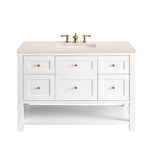 Breckenridge 48" Single Vanity, Bright White w/ 3CM Eternal Marfil Top James Martin Vanities