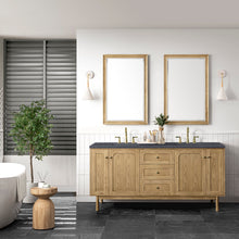 Load image into Gallery viewer, Laurent 72&quot; Double Vanity, Light Natural Oak w/ 3CM Charcoal Soapstone Top James Martin Vanities