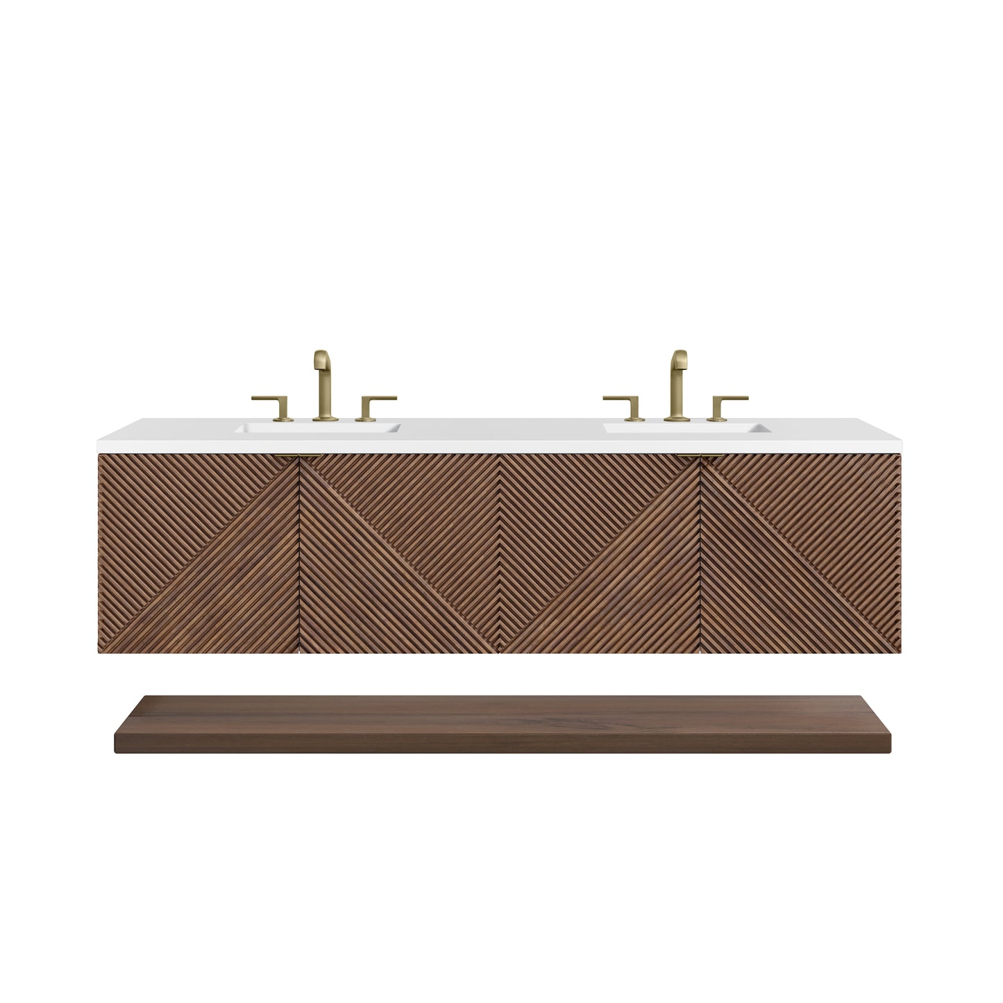 Marcello 72" Double Vanity, Chestnut w/ 3CM White Zeus Top James Martin Vanities