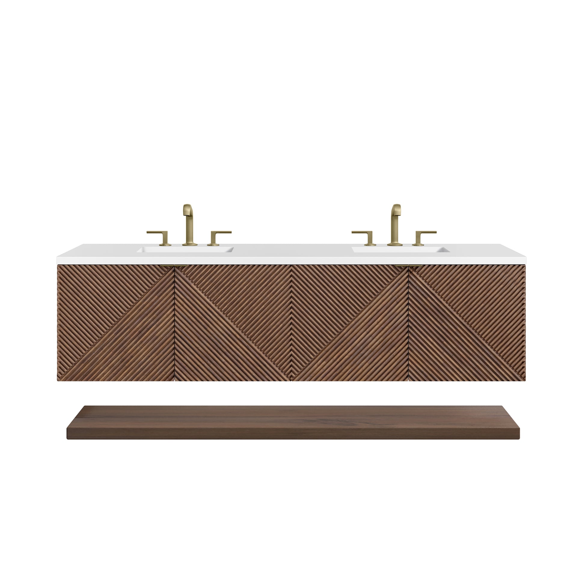 Marcello 72" Double Vanity, Chestnut w/ 3CM White Zeus Top James Martin Vanities