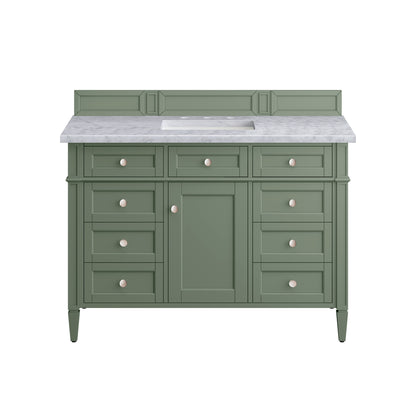 Brittany 48" Single Vanity, Smokey Celadon w/ 3CM Carrara Marble Top James Martin Vanities