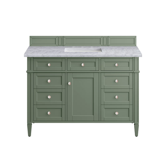 Brittany 48" Single Vanity, Smokey Celadon w/ 3CM Carrara Marble Top James Martin Vanities