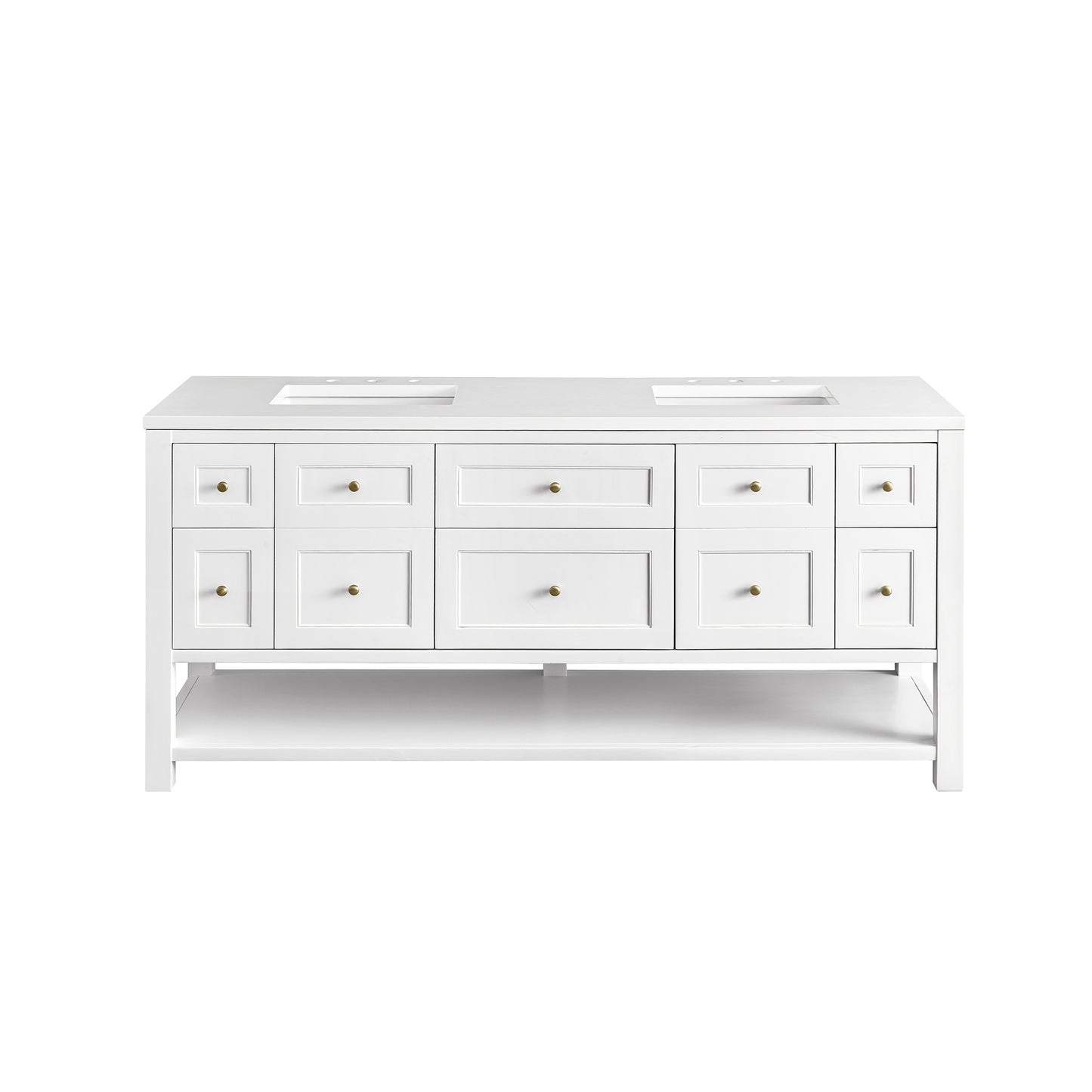 Breckenridge 72" Double Vanity, Bright White w/ 3CM White Zeus Top James Martin Vanities