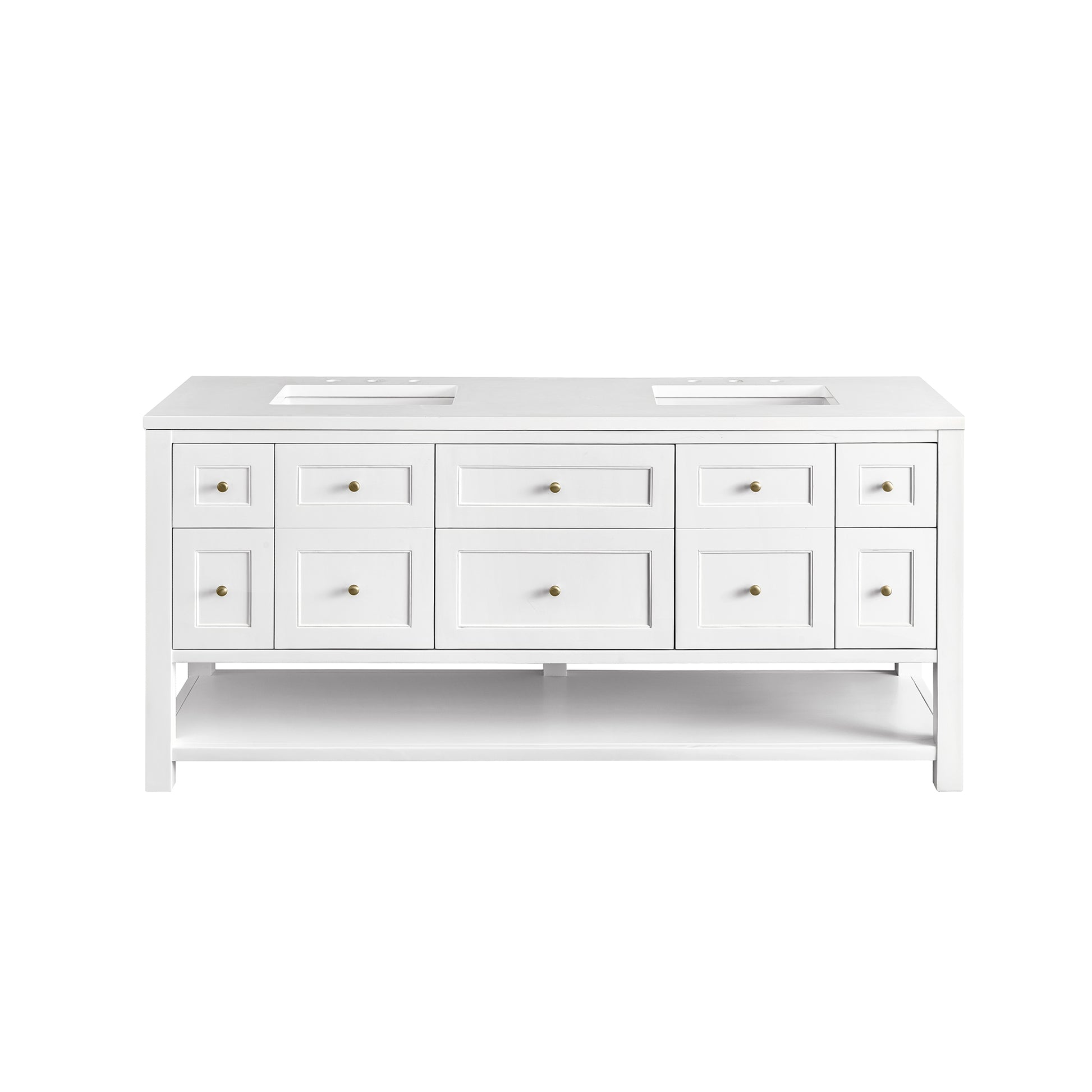 Breckenridge 72" Double Vanity, Bright White w/ 3CM White Zeus Top James Martin Vanities