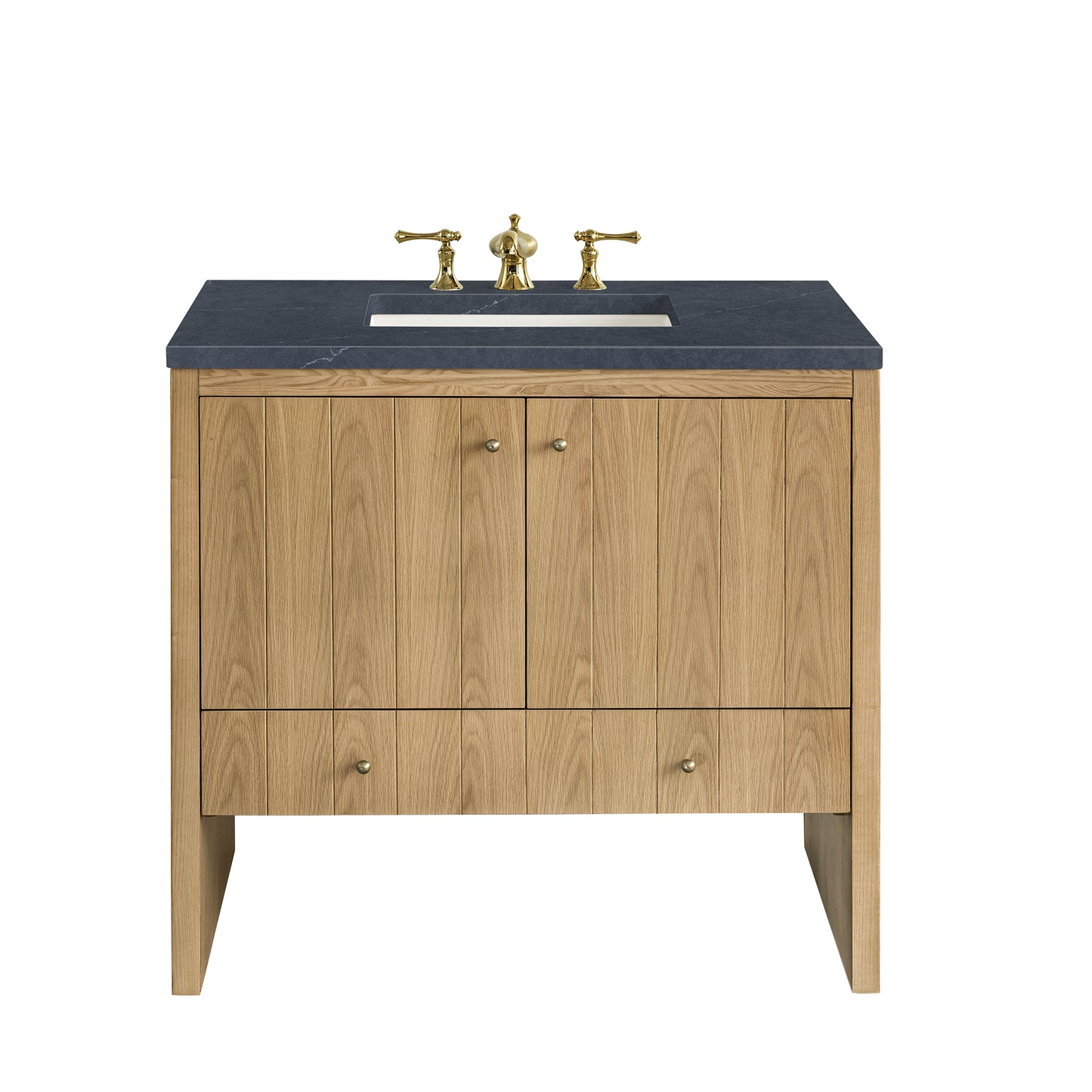 Hudson 36" Single Vanity, Light Natural Oak w/ 3CM Charcoal Soapstone Top James Martin Vanities