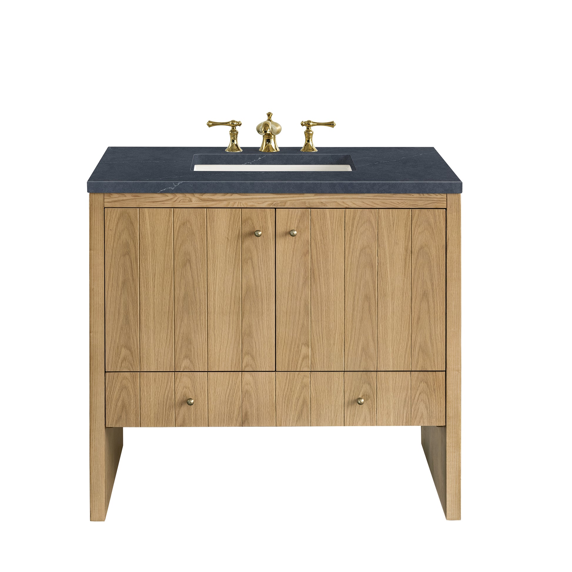 Hudson 36" Single Vanity, Light Natural Oak w/ 3CM Charcoal Soapstone Top James Martin Vanities