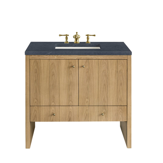 Hudson 36" Single Vanity, Light Natural Oak w/ 3CM Charcoal Soapstone Top James Martin Vanities
