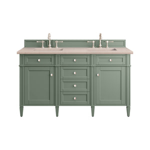 Brittany 60" Double Vanity, Smokey Celadon w/ 3CM Eternal Marfil Top James Martin Vanities