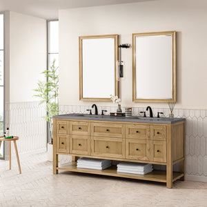 Breckenridge 72" Double Vanity, Light Natural Oak w/ 3CM Grey Expo Top James Martin Vanities