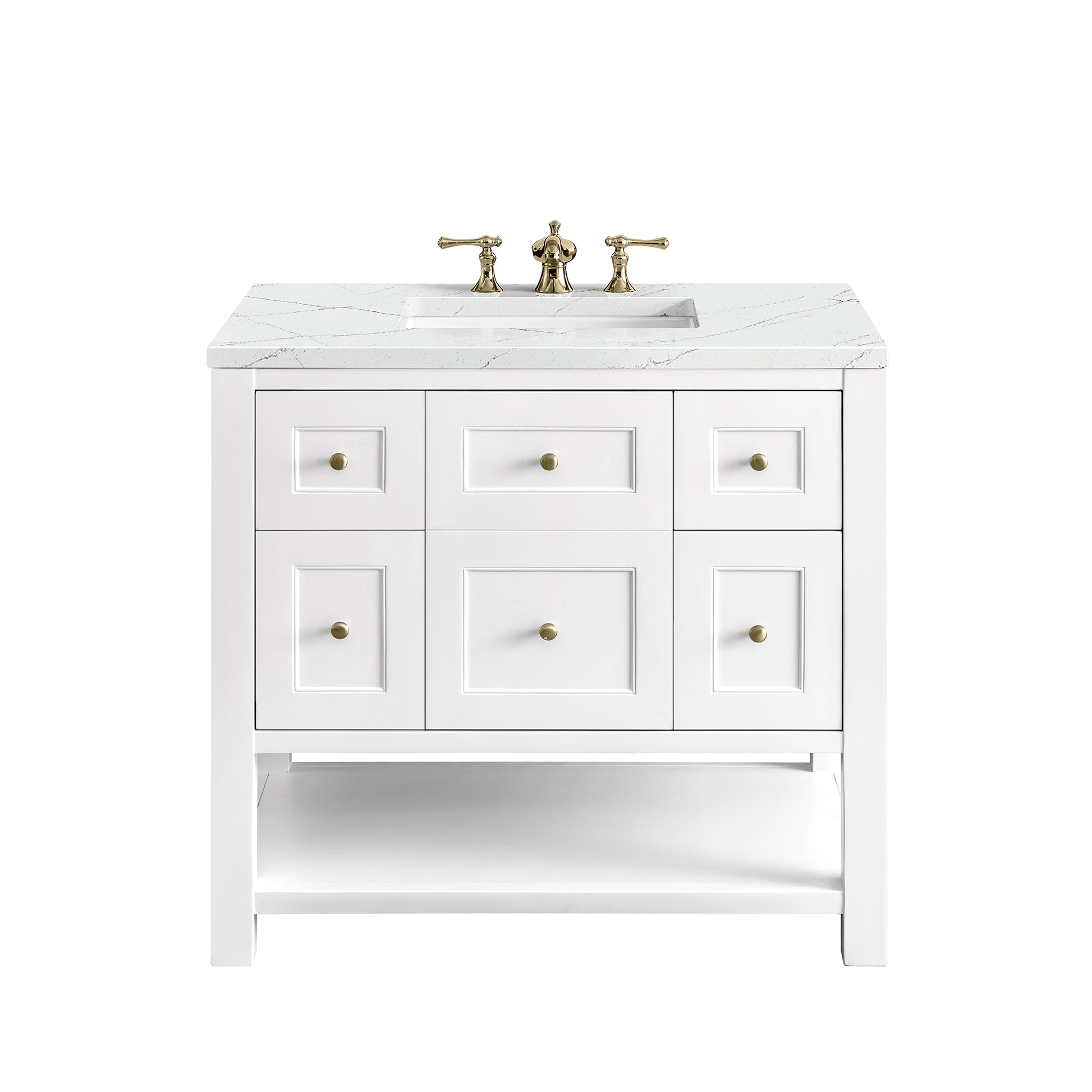 Breckenridge 36" Single Vanity, Bright White w/ 3CM Ethereal Noctis Top James Martin Vanities