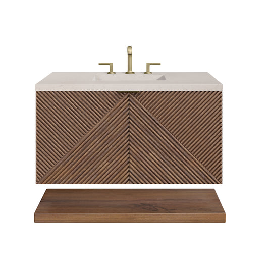 Marcello 36" Single Vanity, Chestnut w/ 3CM Eternal Marfil Top James Martin Vanities