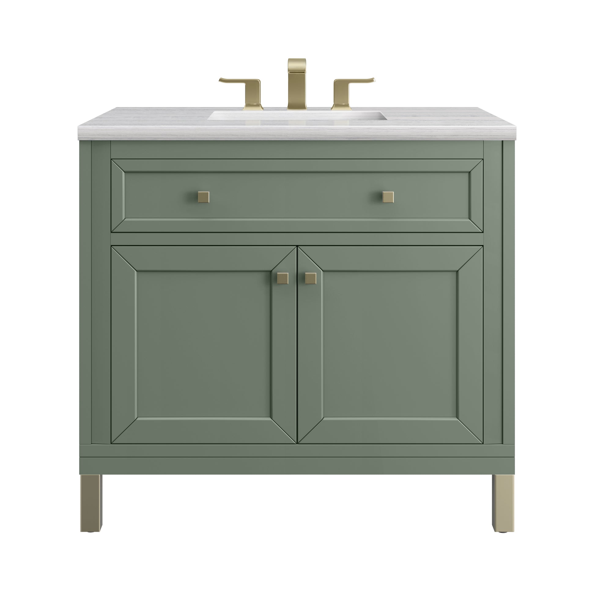 Chicago 36" Single Vanity, Smokey Celadon w/ 3CM Arctic Fall Top James Martin Vanities