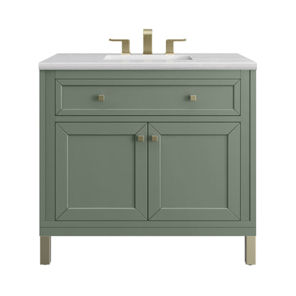 Chicago 36" Single Vanity, Smokey Celadon w/ 3CM Arctic Fall Top James Martin Vanities
