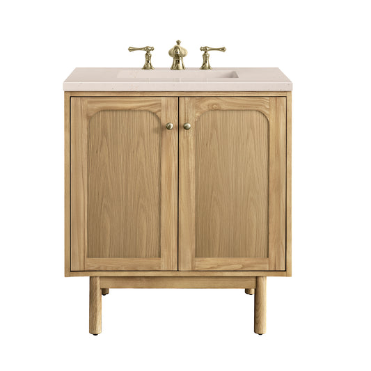 Laurent 30" Single Vanity, Light Natural Oak w/ 3CM Eternal Marfil Top James Martin Vanities