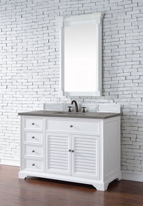 Savannah 48" Single Vanity Cabinet, Bright White, w/ 3 CM Grey Expo Quartz Top James Martin Vanities