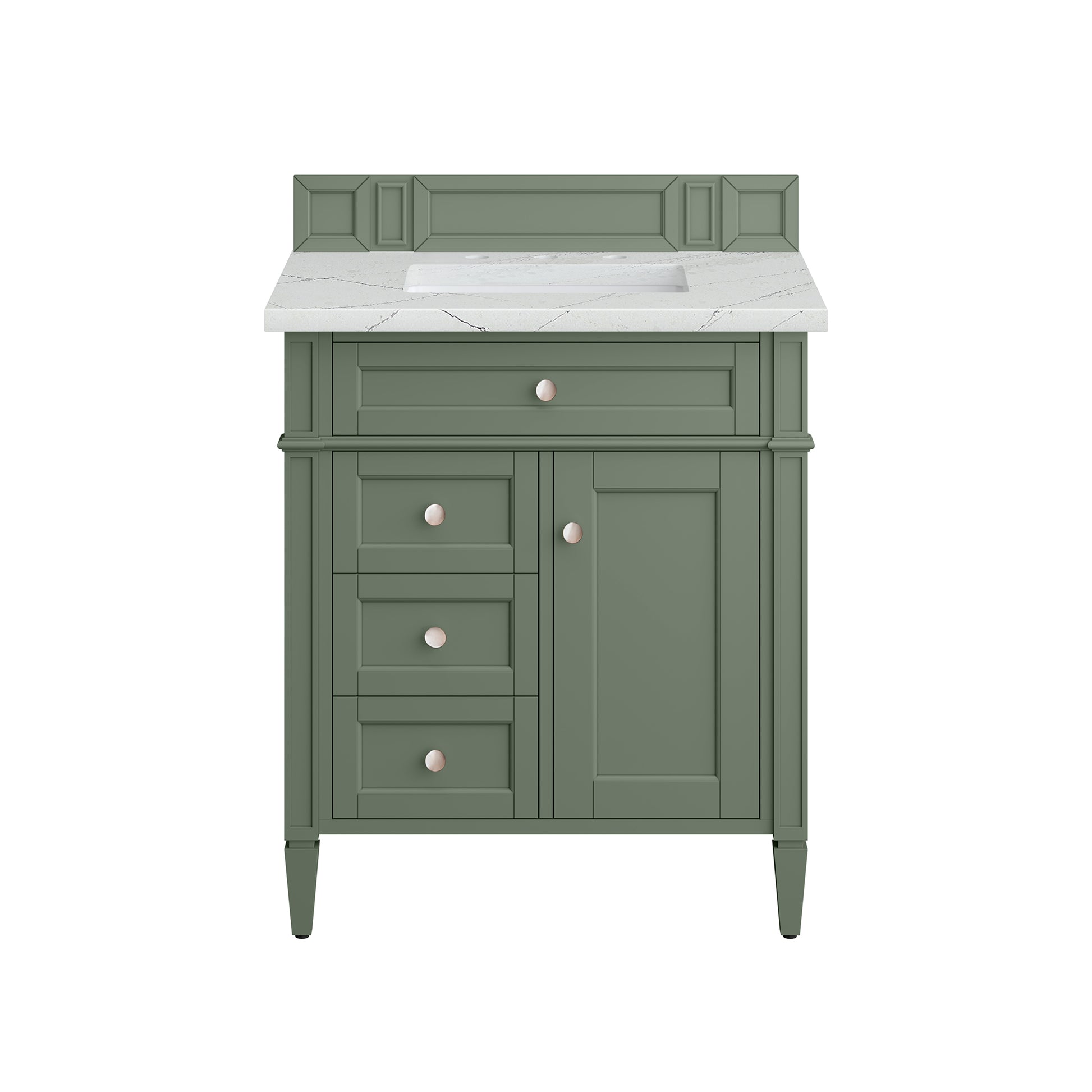 Brittany 30" Single Vanity, Smokey Celadon w/ 3CM Ethereal Noctis Top James Martin Vanities