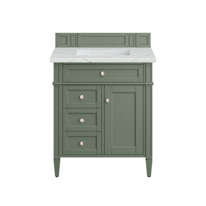 Brittany 30" Single Vanity, Smokey Celadon w/ 3CM Ethereal Noctis Top James Martin Vanities