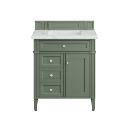 Brittany 30" Single Vanity, Smokey Celadon w/ 3CM Ethereal Noctis Top James Martin Vanities