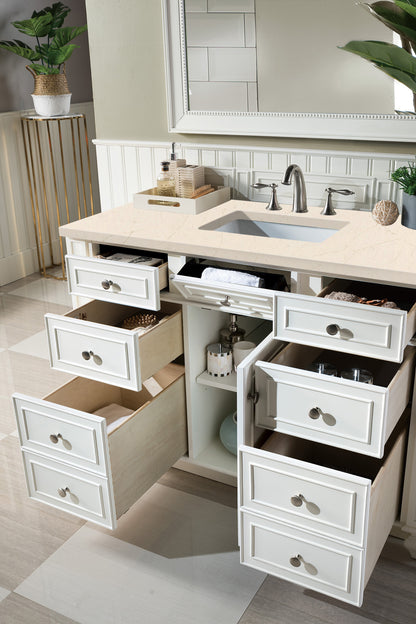 Bristol 48" Single Vanity, Bright White, w/ 3 CM Eternal Marfil Quartz Top James Martin Vanities