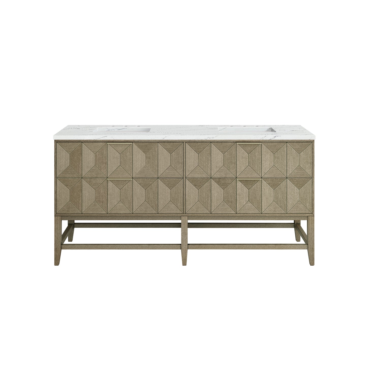Emmeline 72" Double Vanity, Pebble Oak w/ 3CM Etehreal Noctis Top James Martin Vanities
