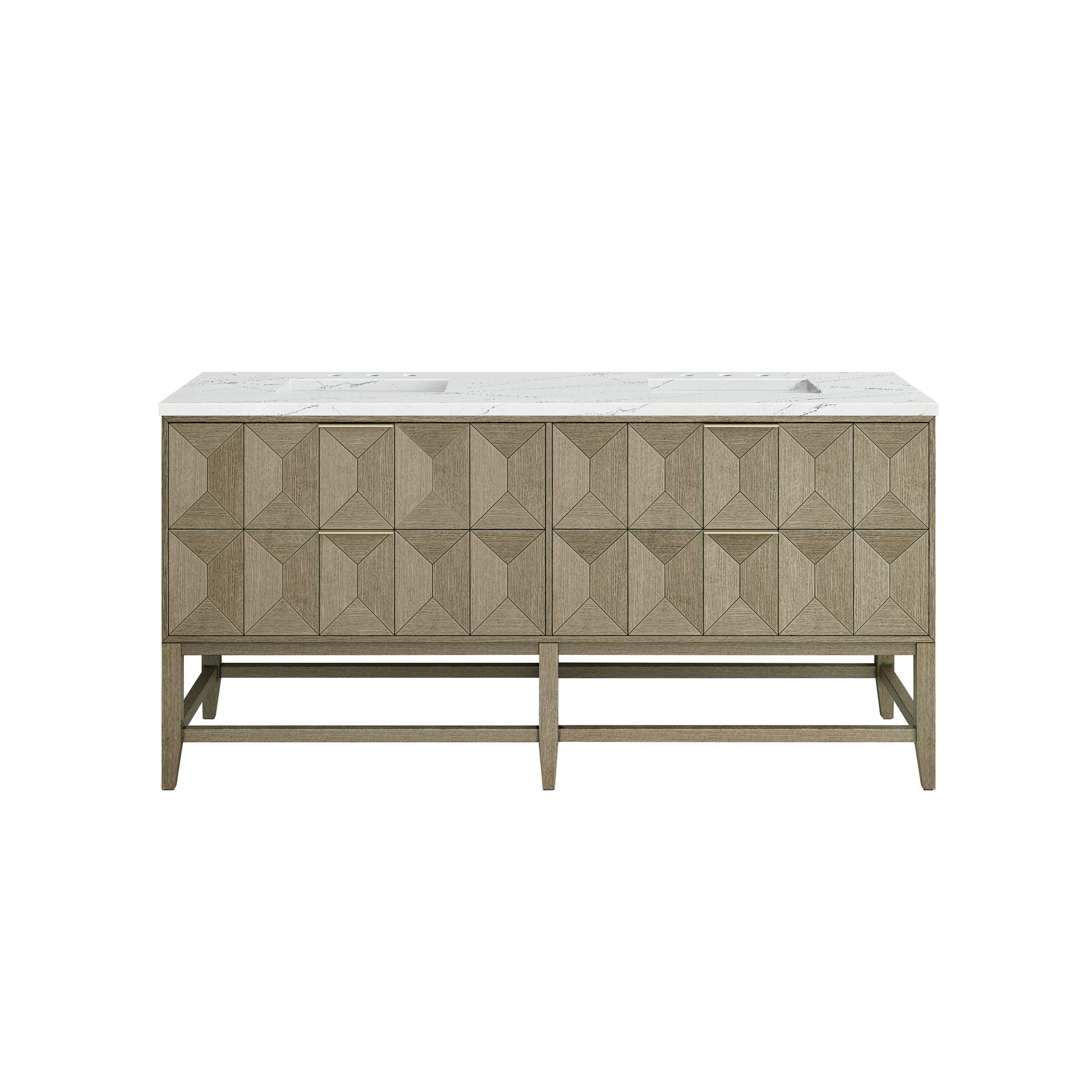 Emmeline 72" Double Vanity, Pebble Oak w/ 3CM Etehreal Noctis Top James Martin Vanities
