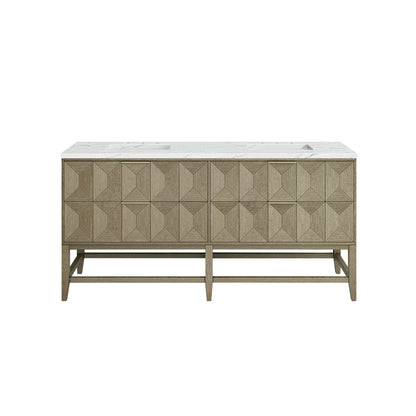Emmeline 72" Double Vanity, Pebble Oak w/ 3CM Etehreal Noctis Top James Martin Vanities
