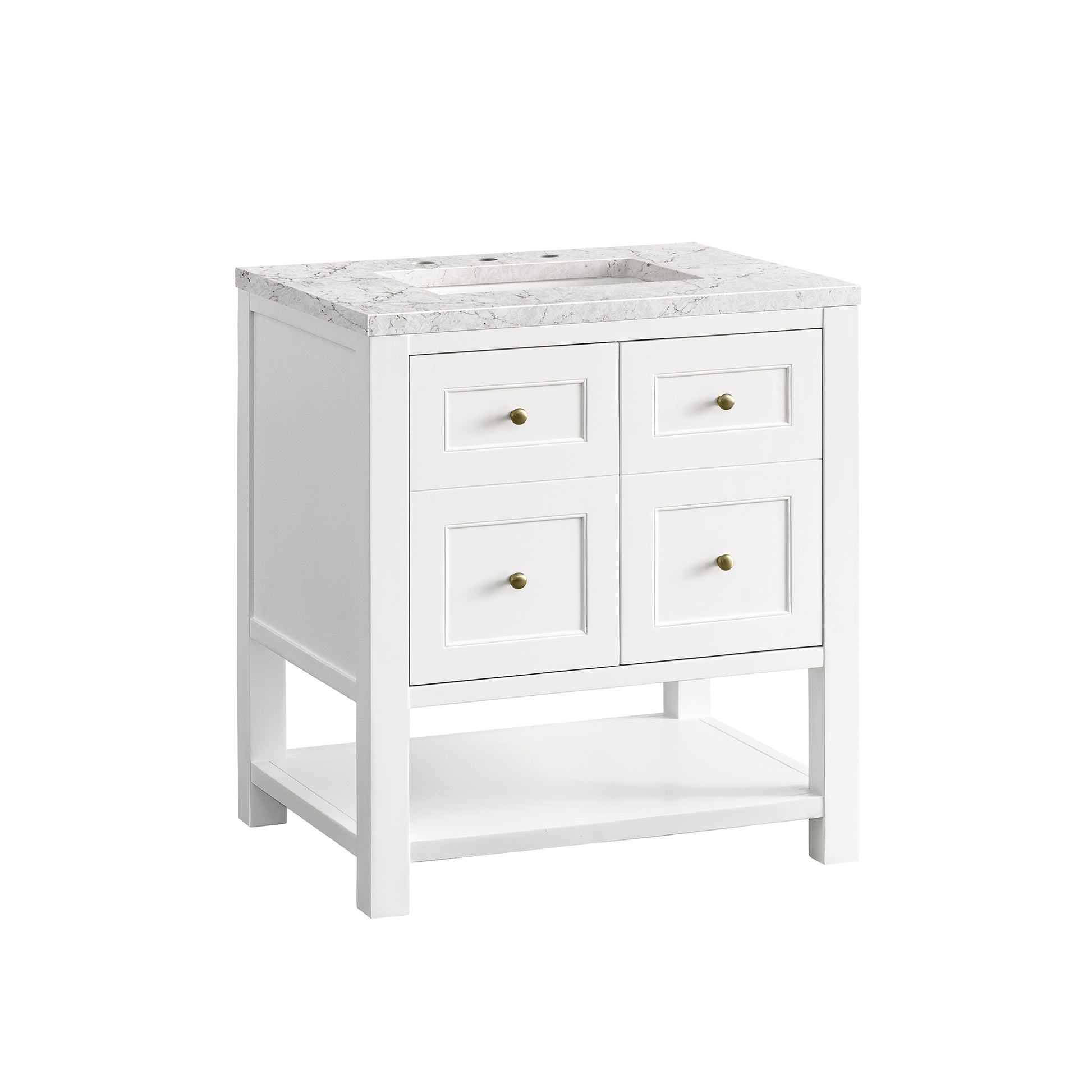 Bathroom Vanities Outlet Atlanta Renovate for LessBreckenridge 30" Single Vanity, Bright White w/ 3CM Eternal Jasmine Pearl Top