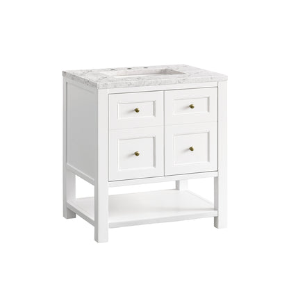Bathroom Vanities Outlet Atlanta Renovate for LessBreckenridge 30" Single Vanity, Bright White w/ 3CM Eternal Jasmine Pearl Top