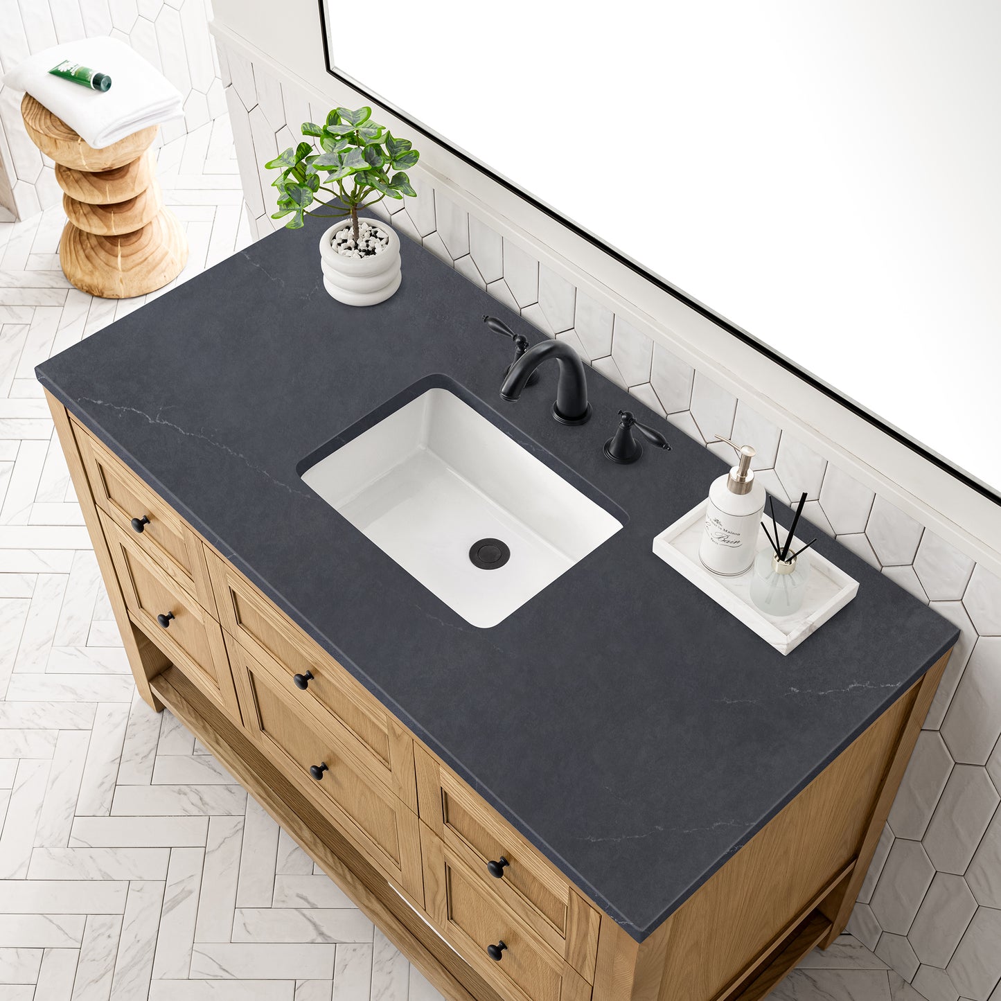 Bathroom Vanities Outlet Atlanta Renovate for LessBreckenridge 48" Single Vanity, Light Natural Oak w/ 3CM Charcoal Soapstone Top