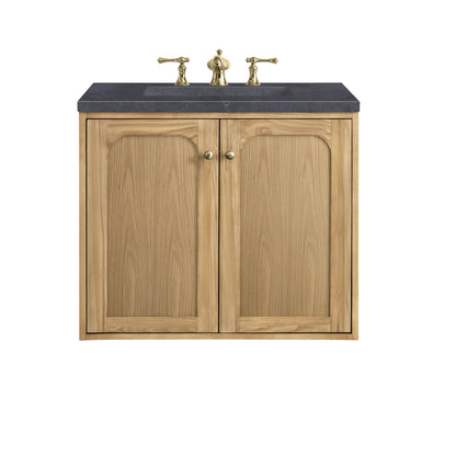 Laurent 30" Single Vanity, Light Natural Oak w/ 3CM Charcoal Soapstone Top James Martin Vanities