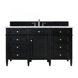 Brittany 60" Single Vanity, Black Onyx w/ 3 CM Carrara Marble Top James Martin Vanities