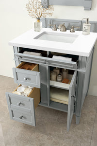 Bathroom Vanities Outlet Atlanta Renovate for LessBrittany 30" Single Vanity, Urban Gray, w/ 3 CM White Zeus Quartz Top