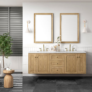 Laurent 72" Double Vanity, Light Natural Oak w/ 3CM Arctic Fall Top James Martin Vanities