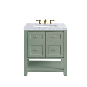 Breckenridge 30" Single Vanity, Smokey Celadon w/ 3CM Carrara Marble Top James Martin Vanities