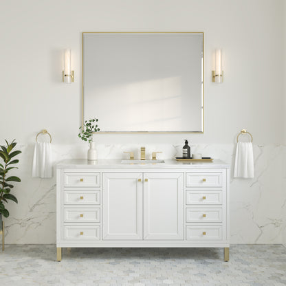 Chicago 60" Single Vanity, Glossy White w/ 3CM Arctic Fall Top James Martin Vanities