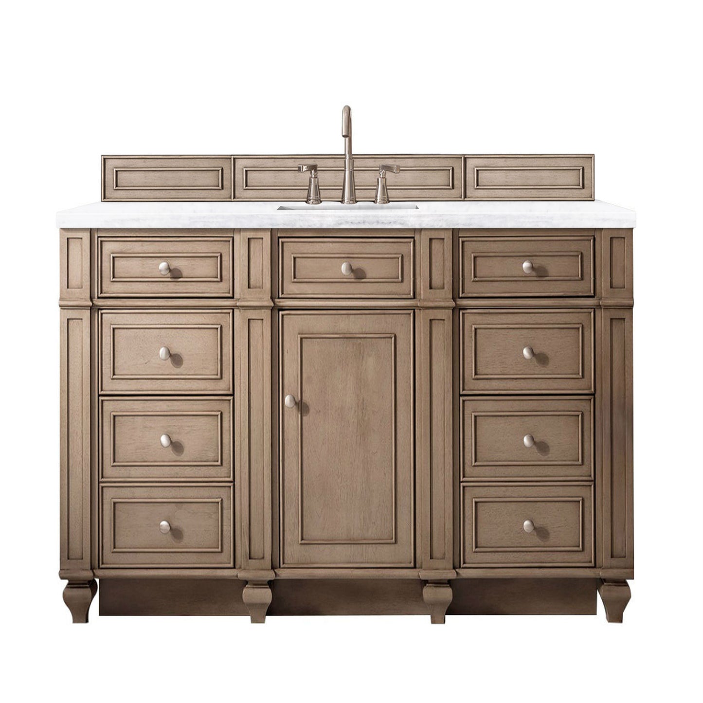 Bristol 60" Single Vanity, Whitewashed Walnut, w/ 3 CM Arctic Fall Solid Surface Top James Martin Vanities