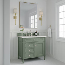 Load image into Gallery viewer, Brittany 36&quot; Single Vanity, Smokey Celadon w/ 3CM White Zeus Top James Martin Vanities