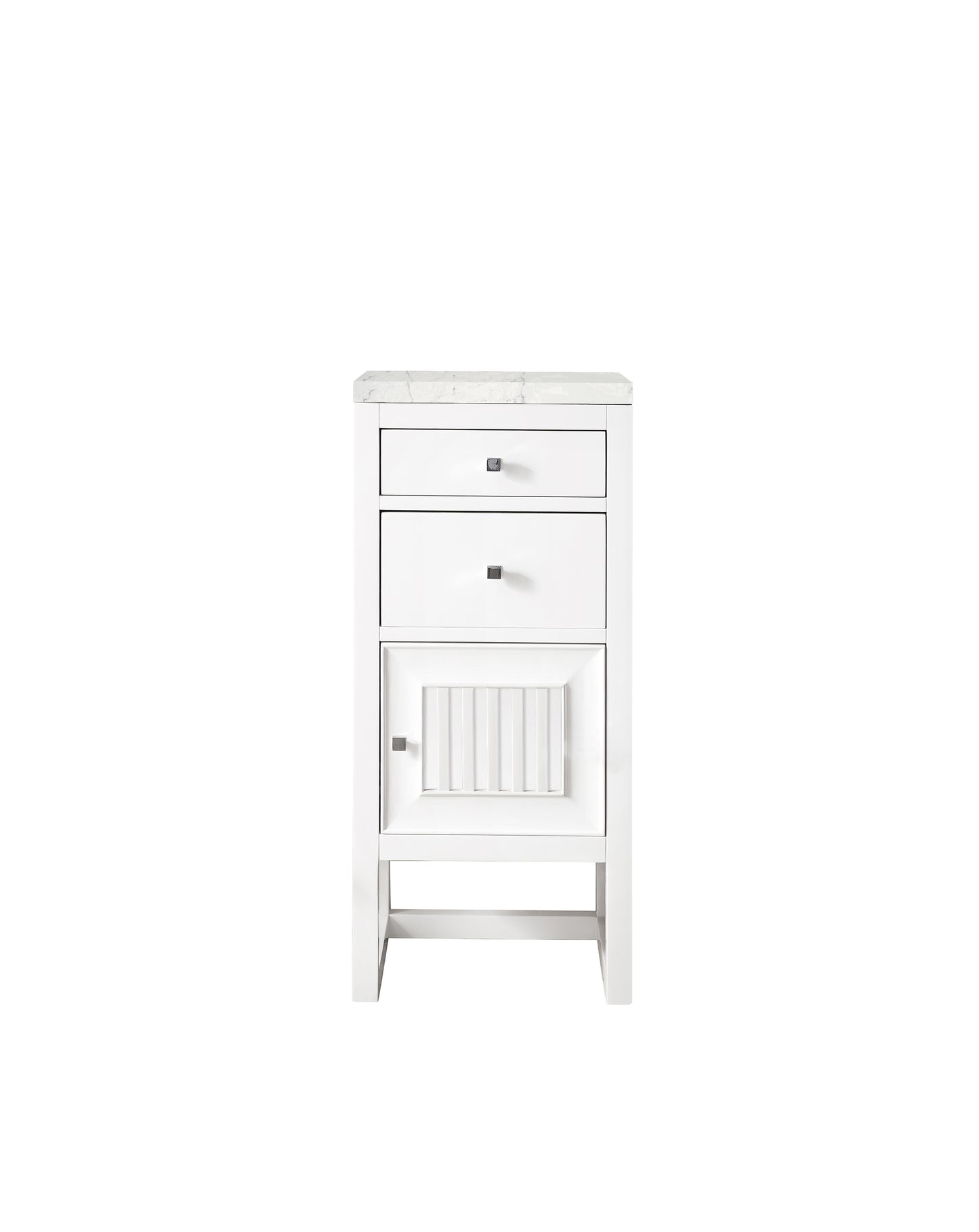 Athens 15" Cabinet w/ Drawers & Door, Glossy White w/ 3 CM Eternal Jasmine Pearl Quartz Top James Martin Vanities