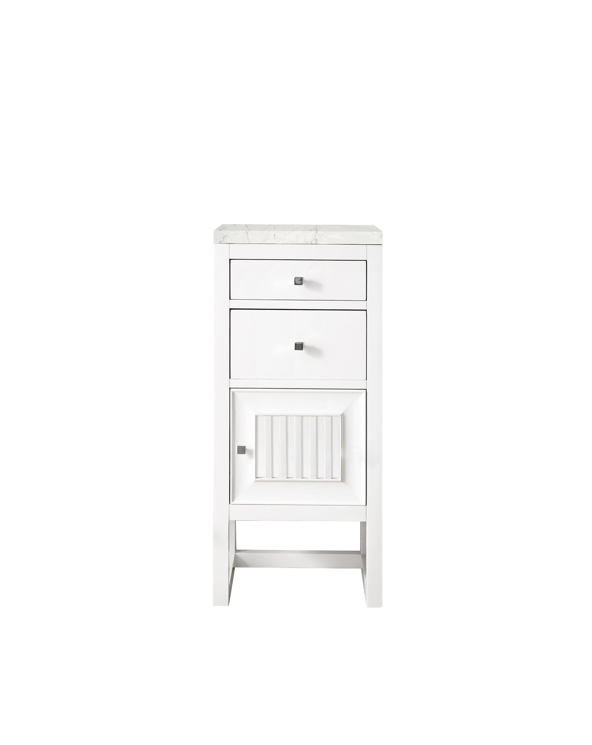 Athens 15" Cabinet w/ Drawers & Door, Glossy White w/ 3 CM Eternal Jasmine Pearl Quartz Top James Martin Vanities