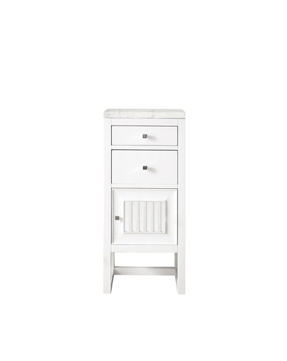 Athens 15" Cabinet w/ Drawers & Door, Glossy White w/ 3 CM Eternal Jasmine Pearl Quartz Top James Martin Vanities