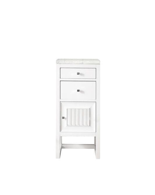 Athens 15" Cabinet w/ Drawers & Door, Glossy White w/ 3 CM Eternal Jasmine Pearl Quartz Top James Martin Vanities