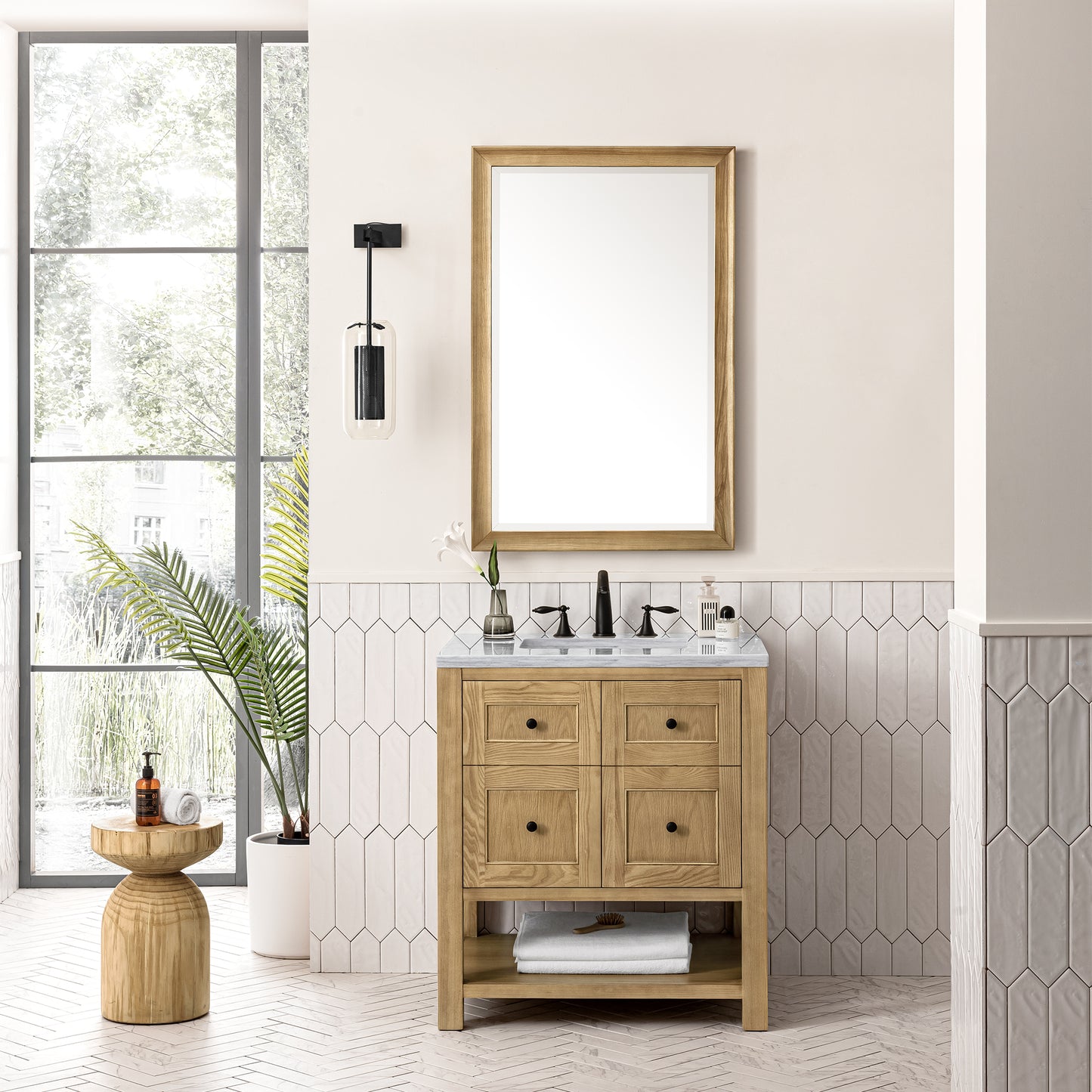 Breckenridge 30" Single Vanity, Light Natural Oak w/ 3CM Arctic Fall Top James Martin Vanities